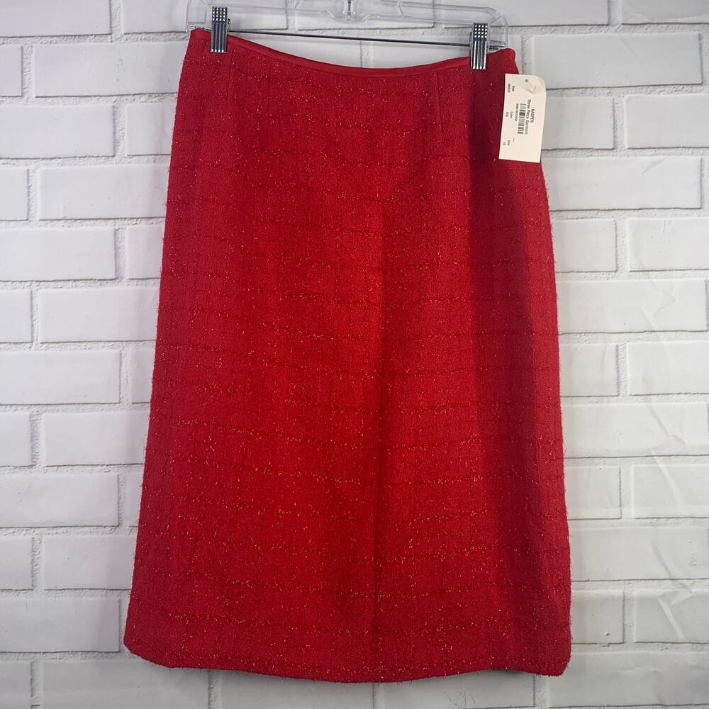 NWT Kasper midi skirt sparkling red size 10 evening holiday cocktail Christmas